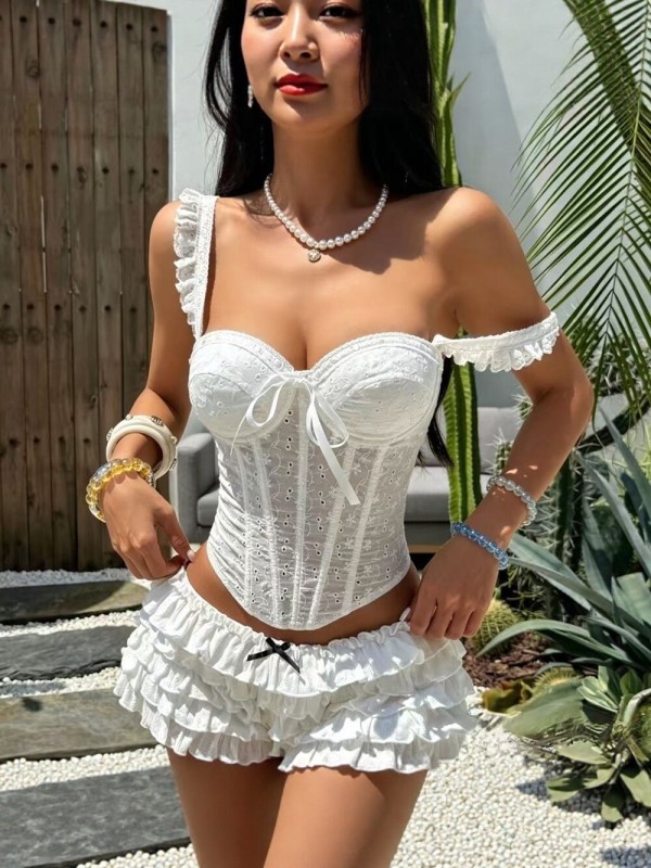 Hollow Out Embroidery Sling Tank Top GPBY-VE8539