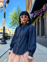 Puff Sleeve Denim Shirt GYLN-0508