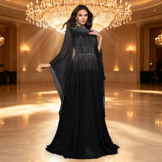 Hot Diamond Chiffon Long Sleeve Maxi Dress BY-7818