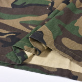 Plus Size Camouflage Printed Washed Long Skirt GNZD-9149DD