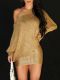 Slash Shoulder Long Sleeve Mini Dress GNZD-42065DBG