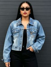 Embroidered Hollow Out Washed Denim Coats GYLN-0920