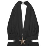 Deep V Neck Ruffles Backless Maxi Dress BY-7805
