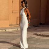 Sleeveless Solid Color Backless Maxi Dress GNZD-51774DBD