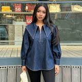 Baby Collar Long Sleeve Denim Shirt GYLN-0505