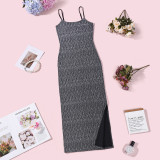U Neck Solid Color Sling Maxi Dress GNZD-11867