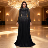 Hot Diamond Chiffon Long Sleeve Maxi Dress BY-7818