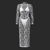 Mesh See Through Long Dress+Bikinis Suit GNZD-11930DBM