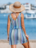 Multicolor Stripe Printed V Neck Midi Dress GNZD-11966DBM