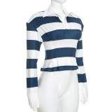 Long Sleeve Stripe Casual Top GDSF-Q26TP185