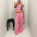 Letter Printed Tank Top Two Piece Pants Set GPKJ-MR51698