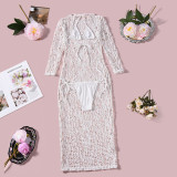 Mesh See Through Long Dress+Bikinis Suit GNZD-11930DBM