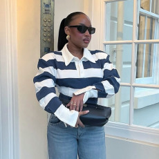 Long Sleeve Stripe Casual Top GDSF-Q26TP185