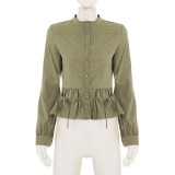 Long Sleeve Ruched Shirt GPKJ-MR51402
