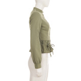 Long Sleeve Ruched Shirt GPKJ-MR51402