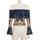 One Shoulder Butterfly Print T Shirt GPKJ-MR51658