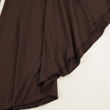 V Neck Flower Edge Irregular Dress GPKJ-MR51808