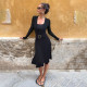 Long Sleeve Square Neck Midi Dress GPKJ-MR51309