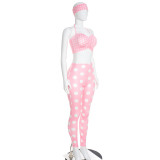 Polka Dot Printed Two Piece Pants Set(With Headscarf) MXBF-Q26ST174