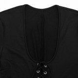 Square Neck Long Sleeve Seventh Jumpsuit GDSF-D26JP339