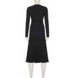 Long Sleeve Square Neck Midi Dress GPKJ-MR51309