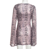 Sling Vest+Long Sleeve Print Mini Dress 2 Piece Set GDSF-Q26DS154