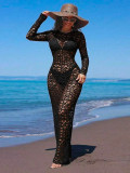 Mesh See Through Long Dress+Bikinis Suit GNZD-11930DBM