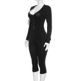 Square Neck Long Sleeve Seventh Jumpsuit GDSF-D26JP339