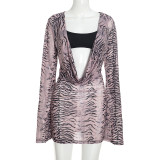 Sling Vest+Long Sleeve Print Mini Dress 2 Piece Set GDSF-Q26DS154