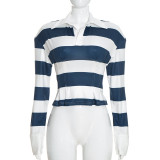 Long Sleeve Stripe Casual Top GDSF-Q26TP185