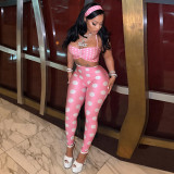 Polka Dot Printed Two Piece Pants Set(With Headscarf) MXBF-Q26ST174