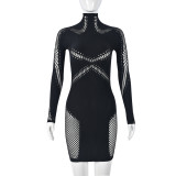 Hollow Out Long Sleeve Mini Dress GNZD-9913DHD