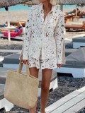 Casual Solid Color Long Sleeve Short 2 Piece Set MDF-2698