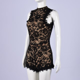 Lace Backless Sleeveless Romper GNZD-11860