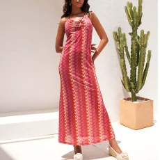 Printed Halterneck Backless Maxi Dress GNZD-11792