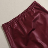 Retro Faux Leather Long Skirt GNZD-060165DBZ