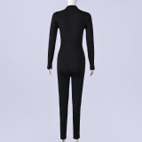Deep V Neck Long Sleeve Skinny Jumpsuit GNZD-11870PBM