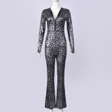 Leopard Printed Long Sleeve Two Piece Pants Set GNZD-11804
