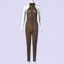 Leopard Printed See Through Sleeveless Jumpsuit GNZD-11829PBM