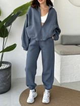 Solid Color Long Sleeve Two Piece Pants Set MIL-L406