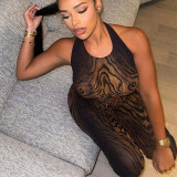 See Through Mesh Tie Up Two Piece Pants Set GNZD-11828