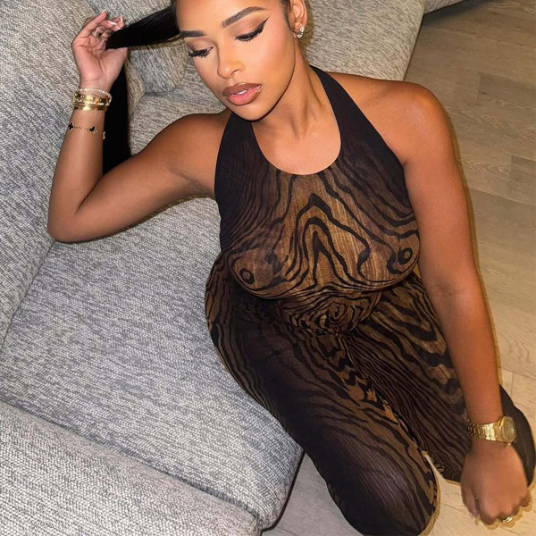 See Through Mesh Tie Up Two Piece Pants Set GNZD-11828