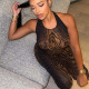 See Through Mesh Tie Up Two Piece Pants Set GNZD-11828