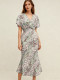 V Neck Printed Short Sleeve Midi Dress SFY-LY22-190
