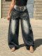 Plus Size Splashing Ink Straight Jeans GYLN-6850