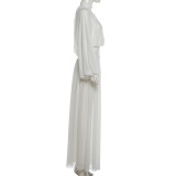 Long Sleeve Backless Loose Two Piece Pants Set XEF-K6S16545A