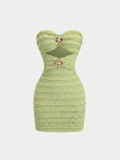Solid Color Ruched Knits Mini Dress GZIY-6511