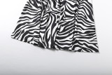 Zebra Stripe Contrast Color Splicing Maxi Dress DLSF-K6D16933A