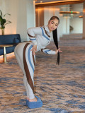 Sport Color Block Tight Two Piece Pants Set BMF-918