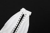 Hollow Out Backless Rivet Romper DLSF-K6Q17296A